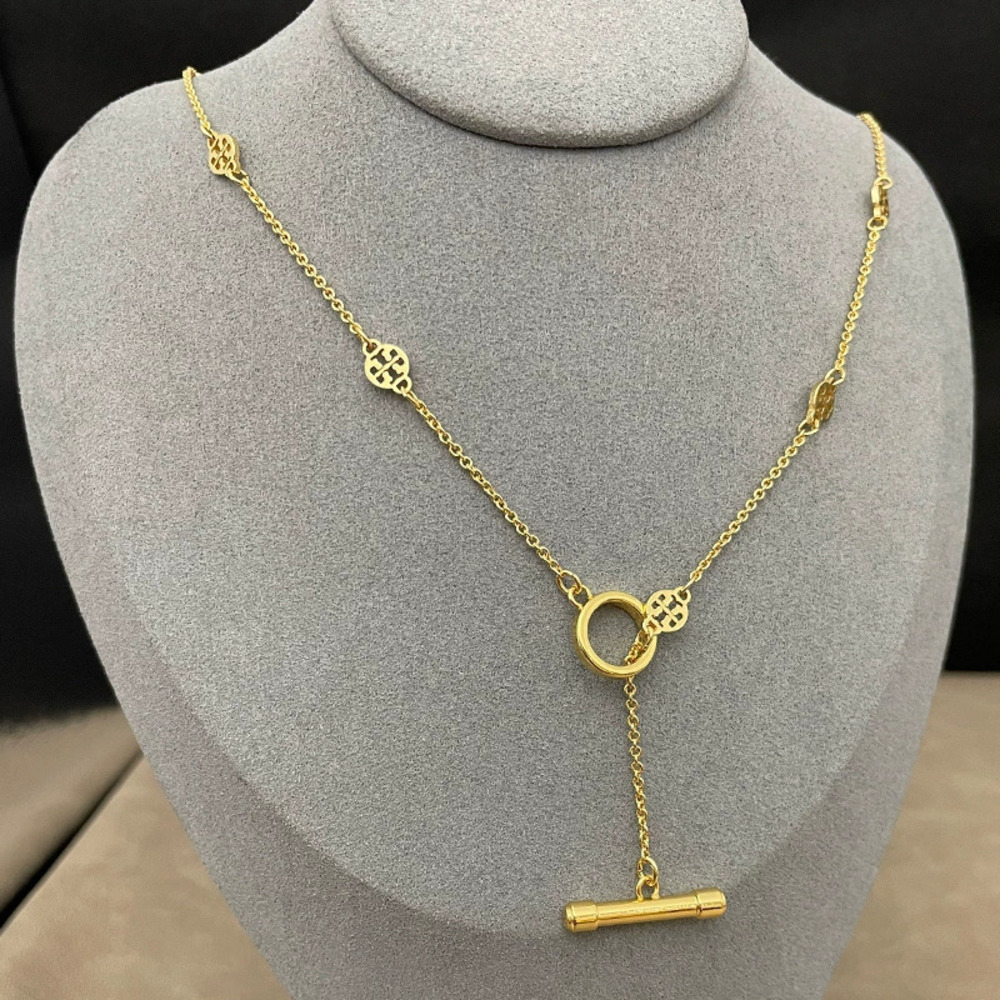 Tory Burch Gold Plated Freshwater Pearl Long Bracelet and Necklace Set